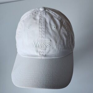 Vans Baseball Hat White Embroidered Logo Strap Back Logo Minimalist *dirty marks